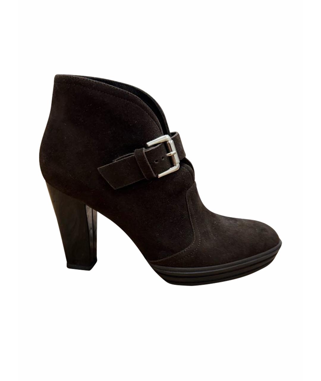 HOGAN Коричневые замшевые ботильоны, фото 1