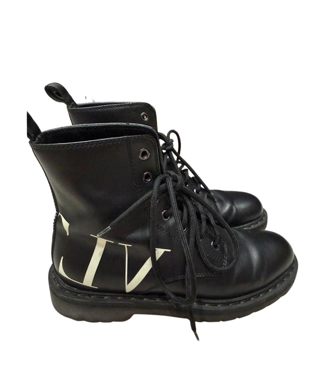 VALENTINO Черные кожаные ботинки, фото 1