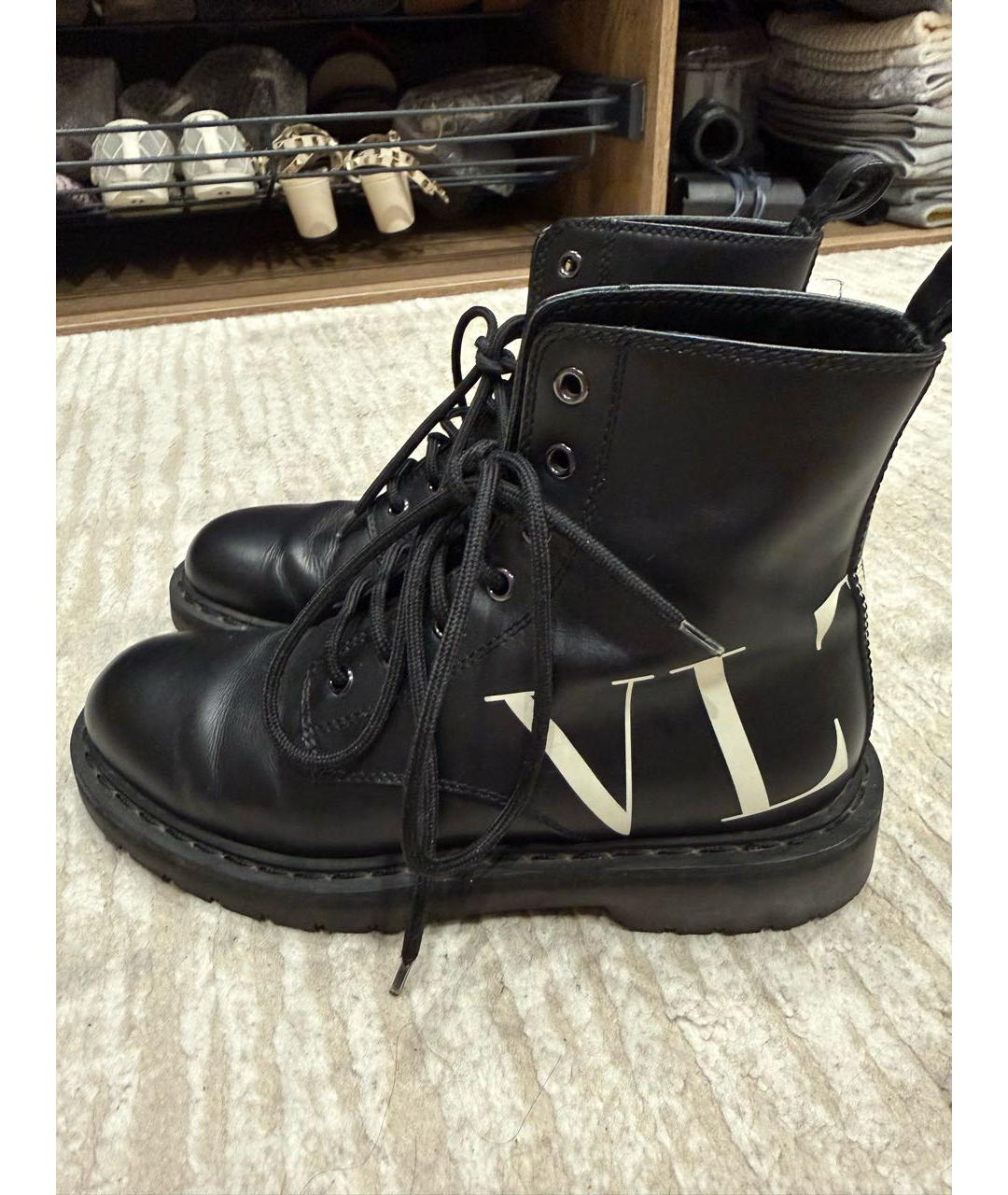 VALENTINO Черные кожаные ботинки, фото 5