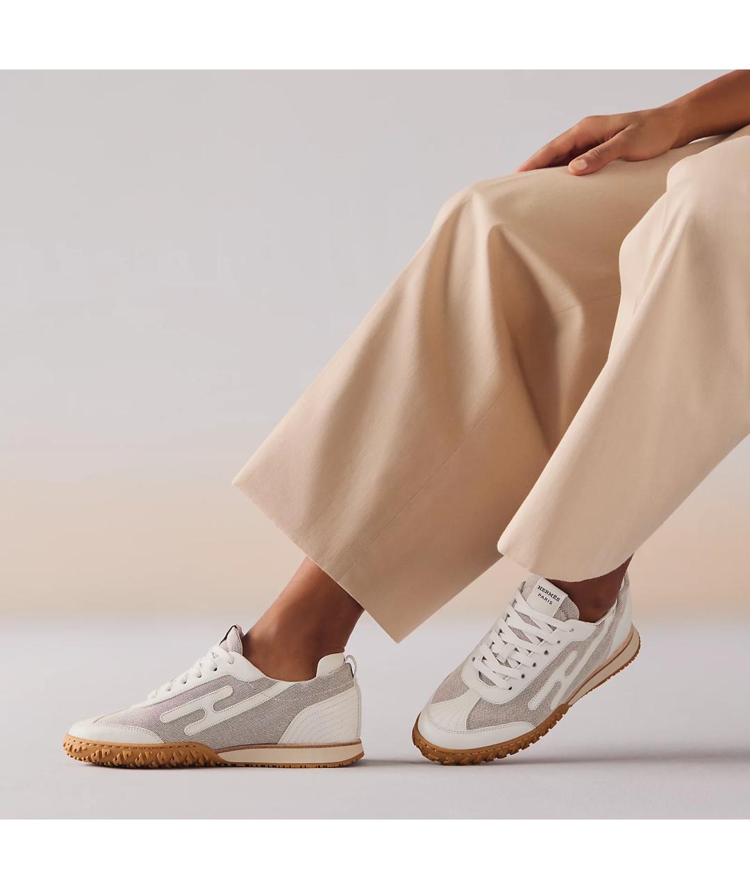 HERMES Серые кожаные кроссовки, фото 5