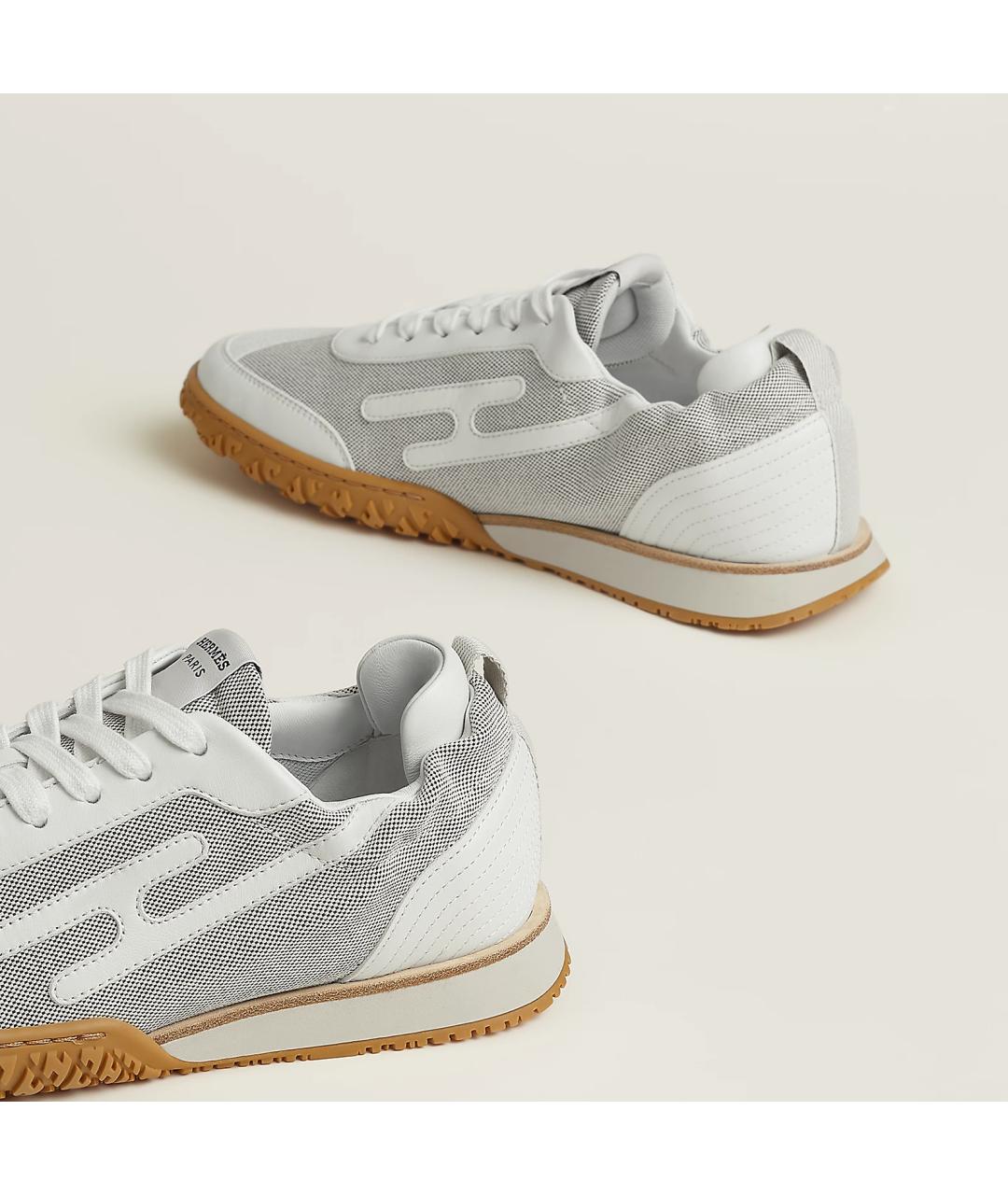 HERMES Серые кожаные кроссовки, фото 3