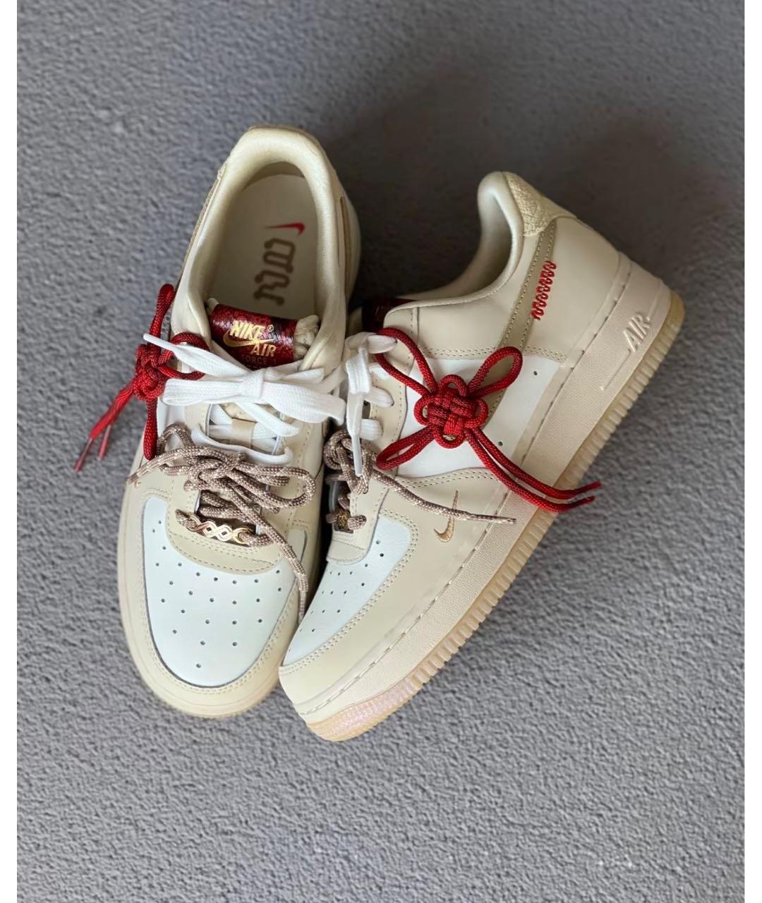 NIKE Бежевые кожаные кроссовки, фото 2