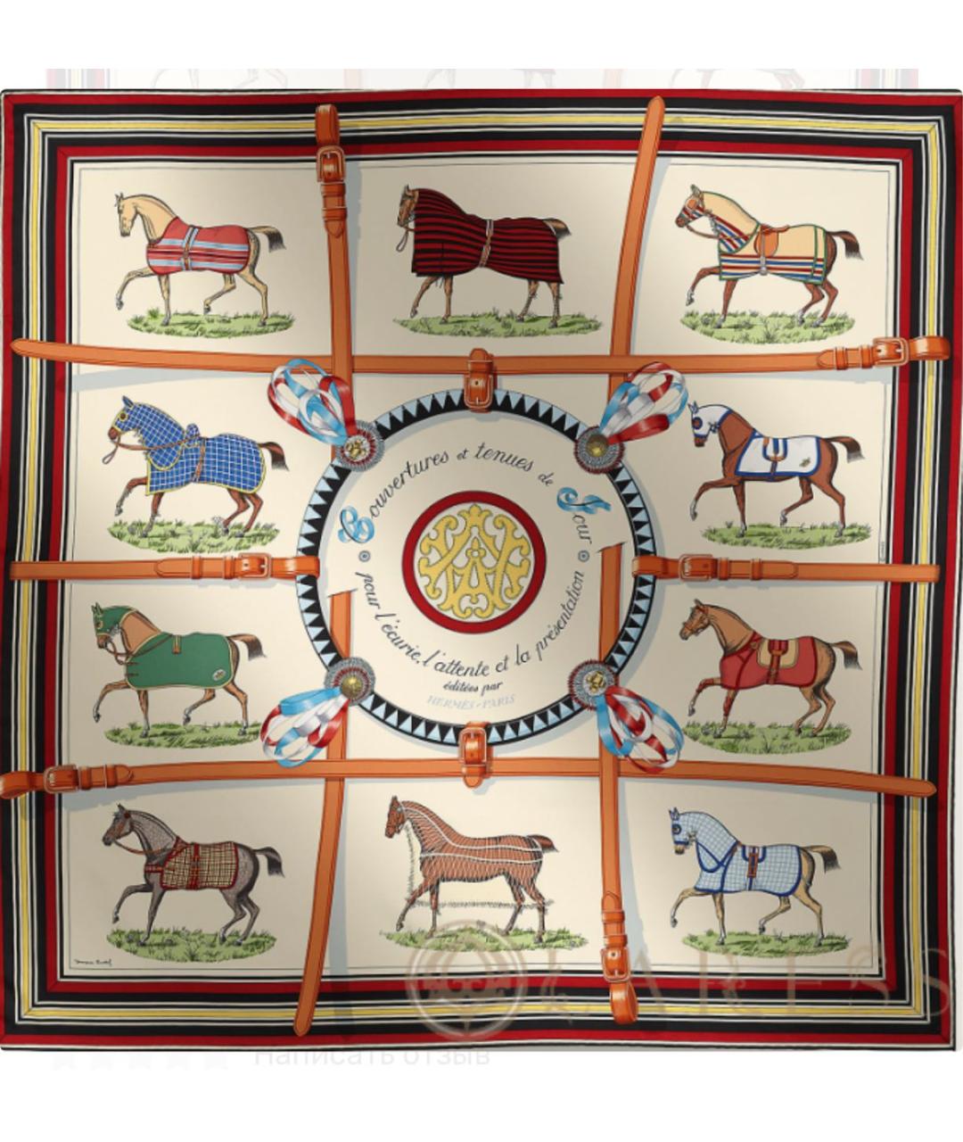 HERMES Мульти шелковый платок, фото 1