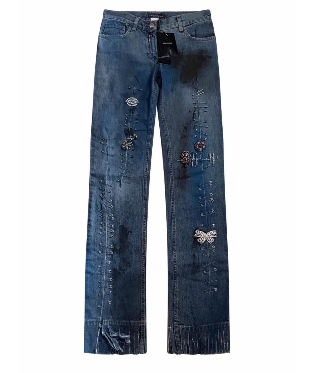 DOLCE&GABBANA Синие хлопковые прямые джинсы, фото 1