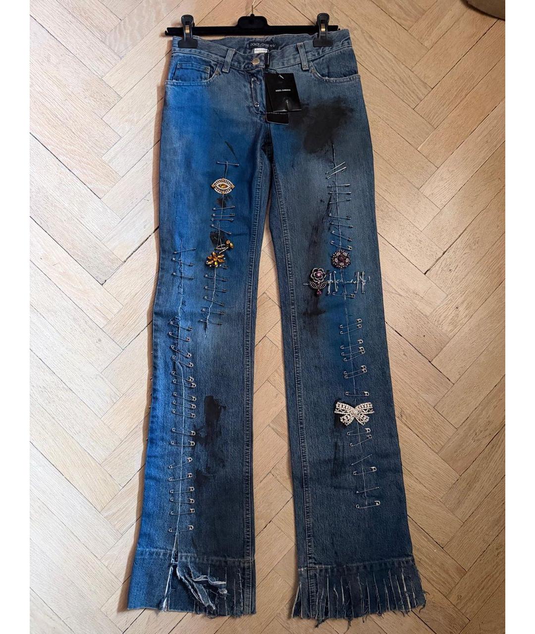 DOLCE&GABBANA Синие хлопковые прямые джинсы, фото 5