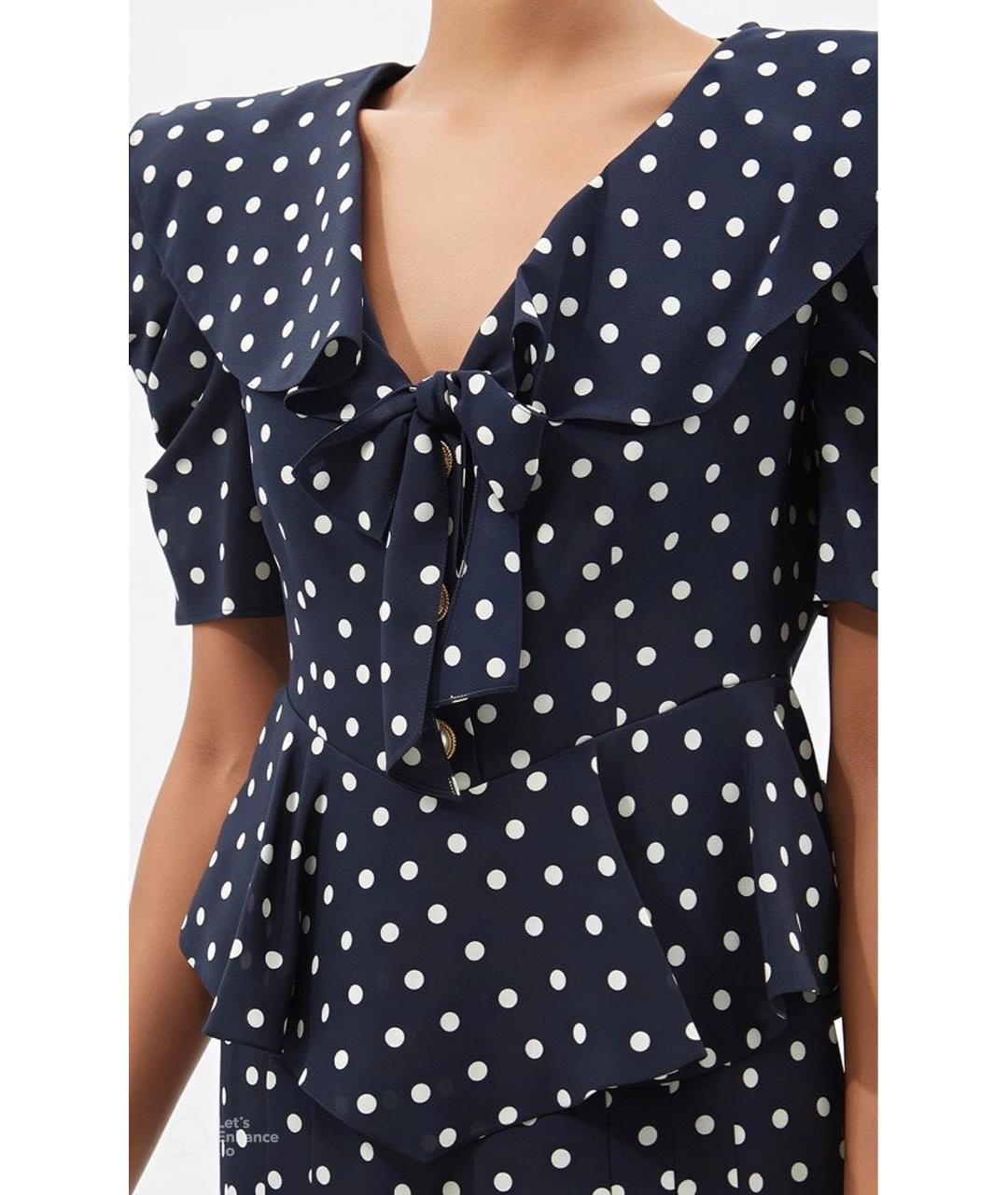 ALESSANDRA RICH Темно-синее шелковое вечернее платье, фото 2