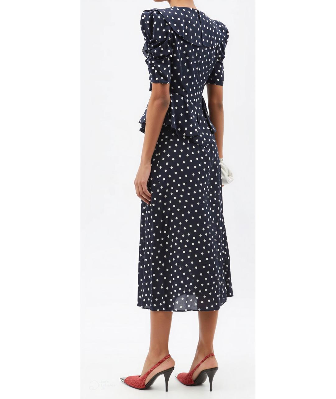 ALESSANDRA RICH Темно-синее шелковое вечернее платье, фото 4