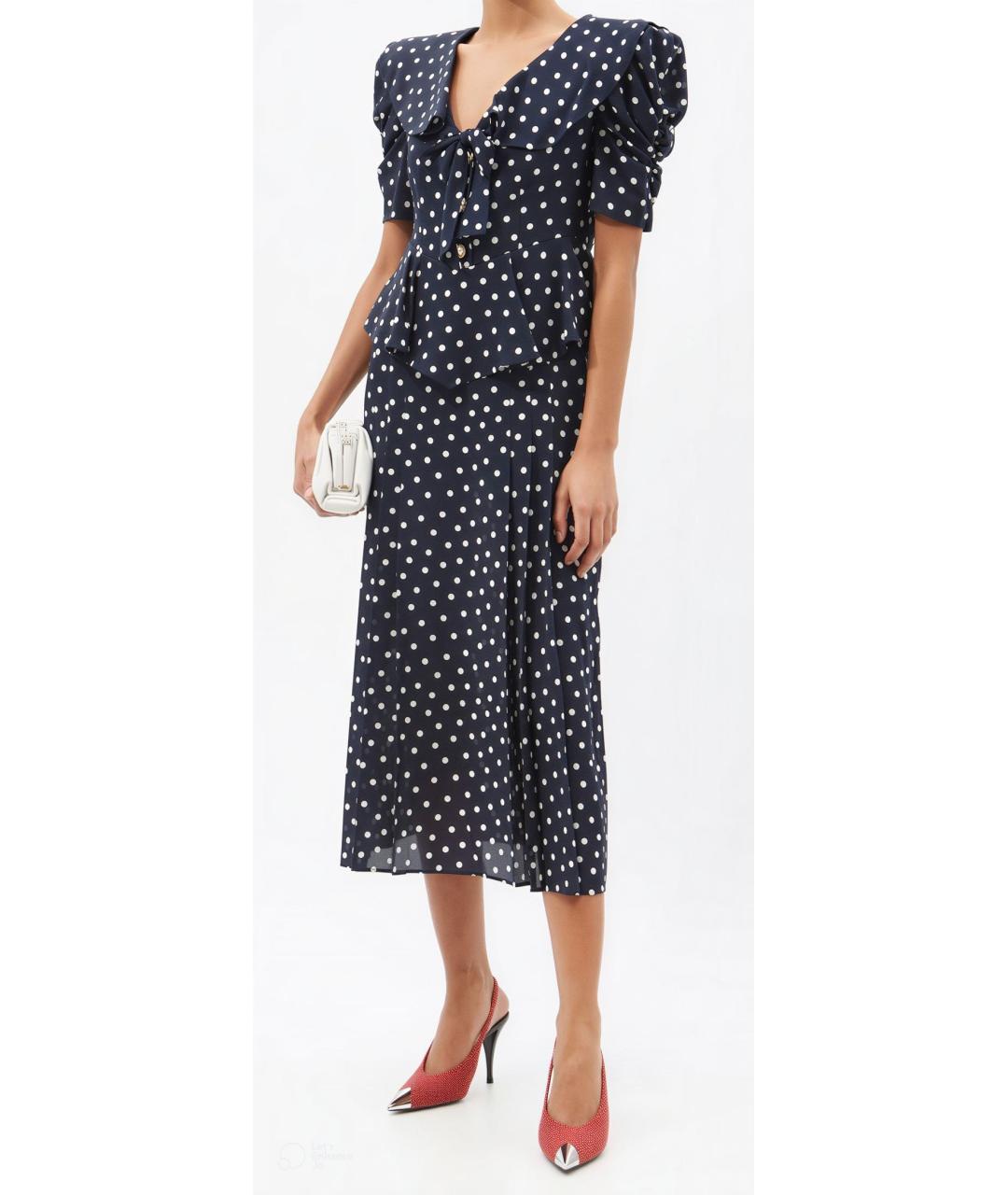 ALESSANDRA RICH Темно-синее шелковое вечернее платье, фото 3