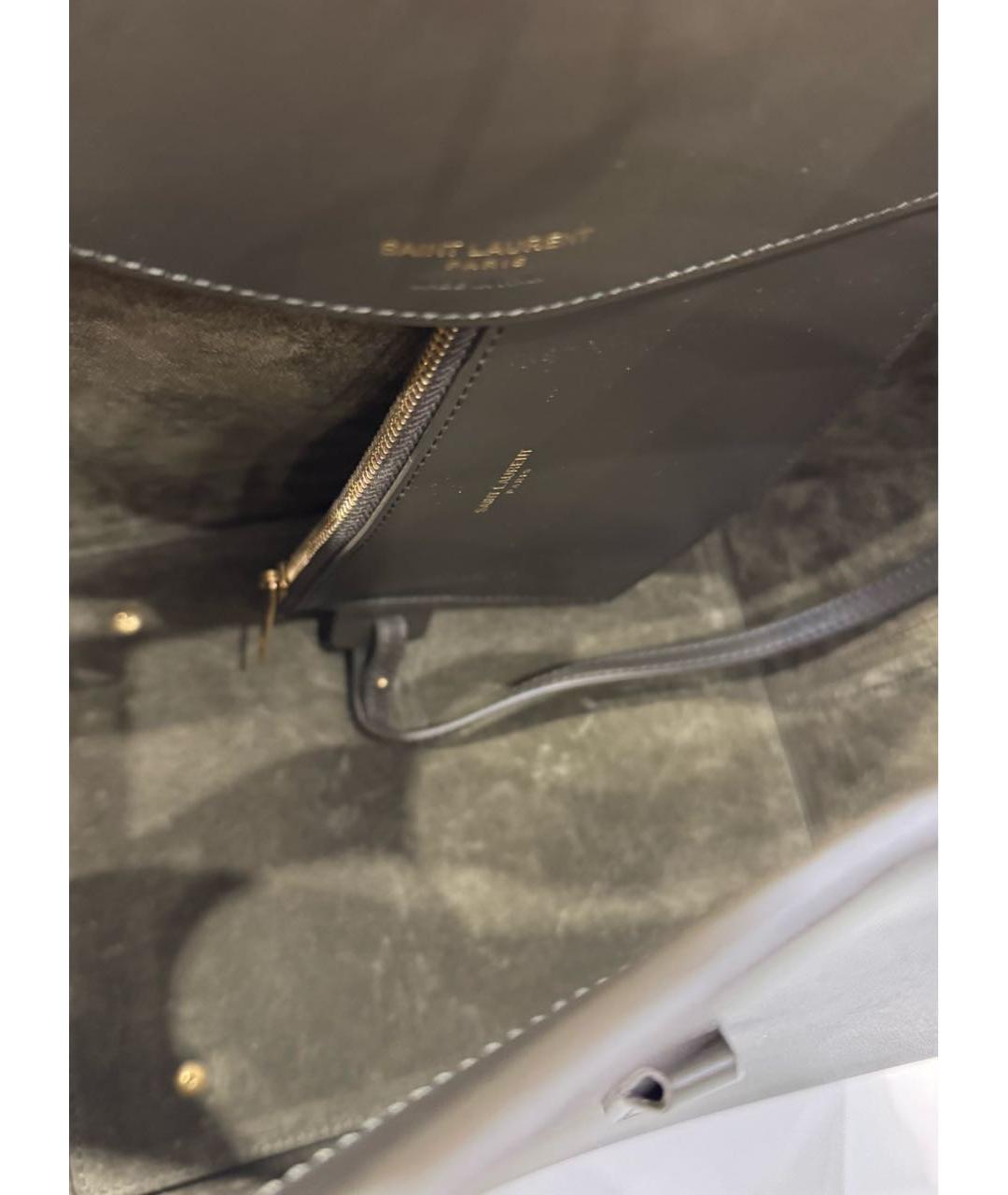 SAINT LAURENT Коричневая кожаная сумка с короткими ручками, фото 5