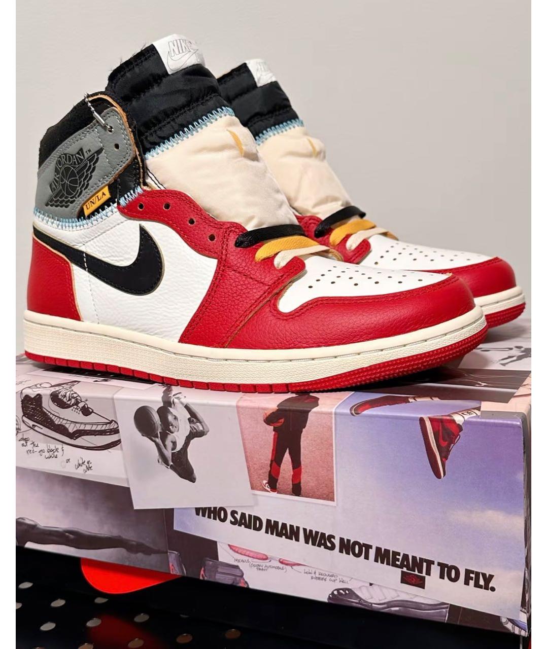 JORDAN Красные кожаные кроссовки, фото 2