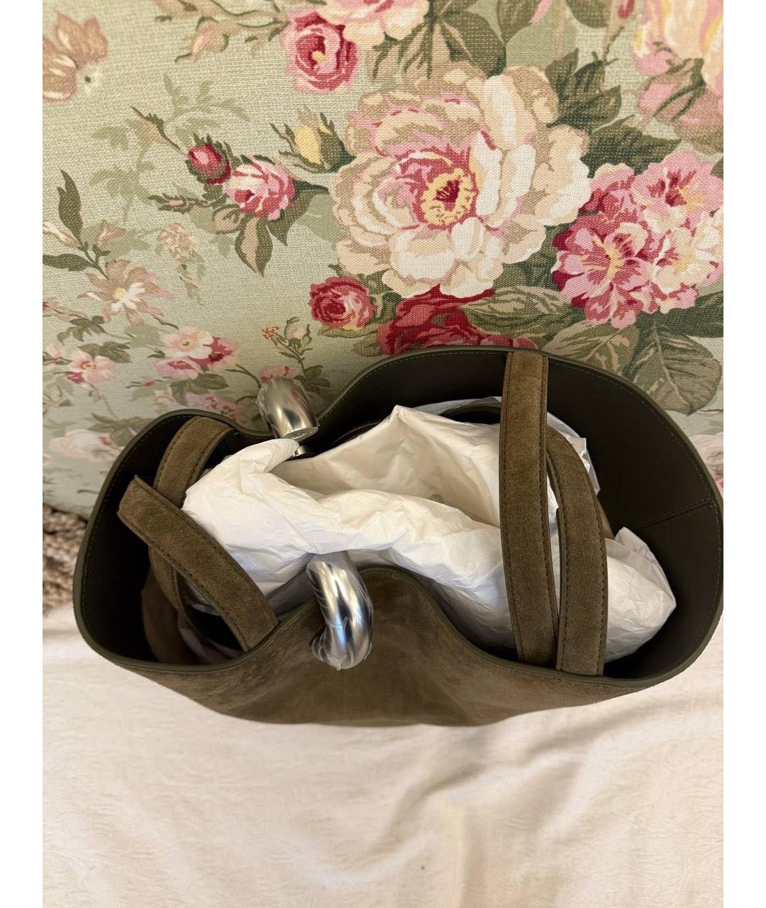 JACQUEMUS Хаки замшевая сумка через плечо, фото 3