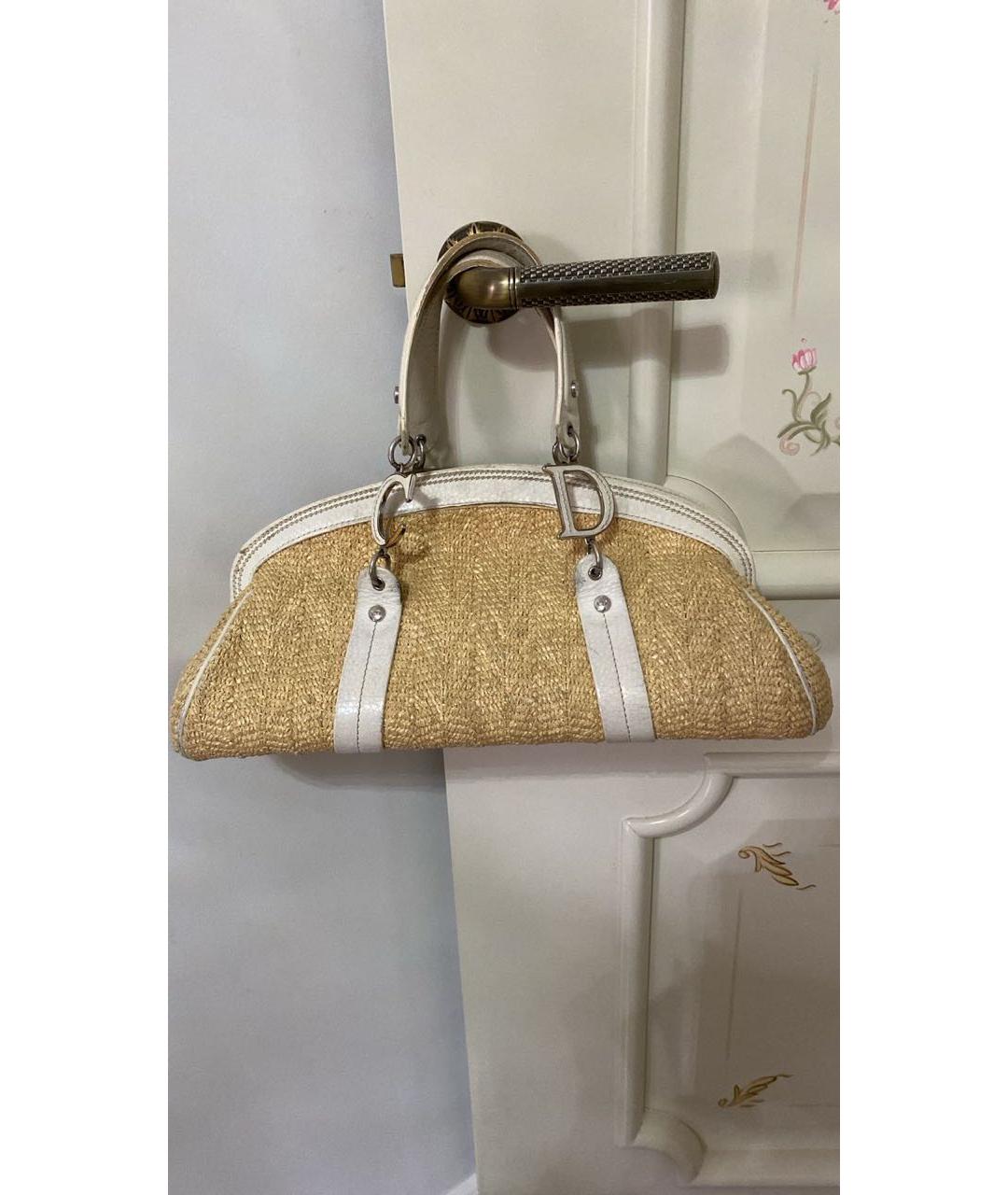 CHRISTIAN DIOR Белая пелетеная сумка с короткими ручками, фото 2