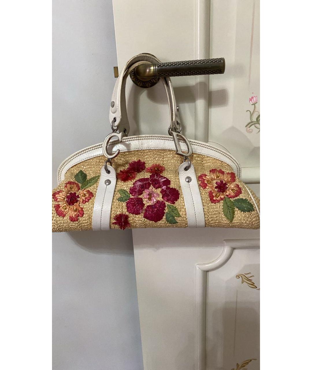 CHRISTIAN DIOR Белая пелетеная сумка с короткими ручками, фото 5