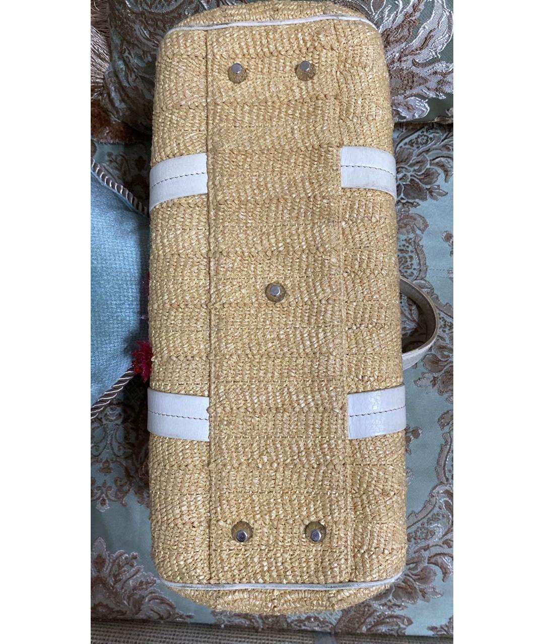 CHRISTIAN DIOR Белая пелетеная сумка с короткими ручками, фото 3