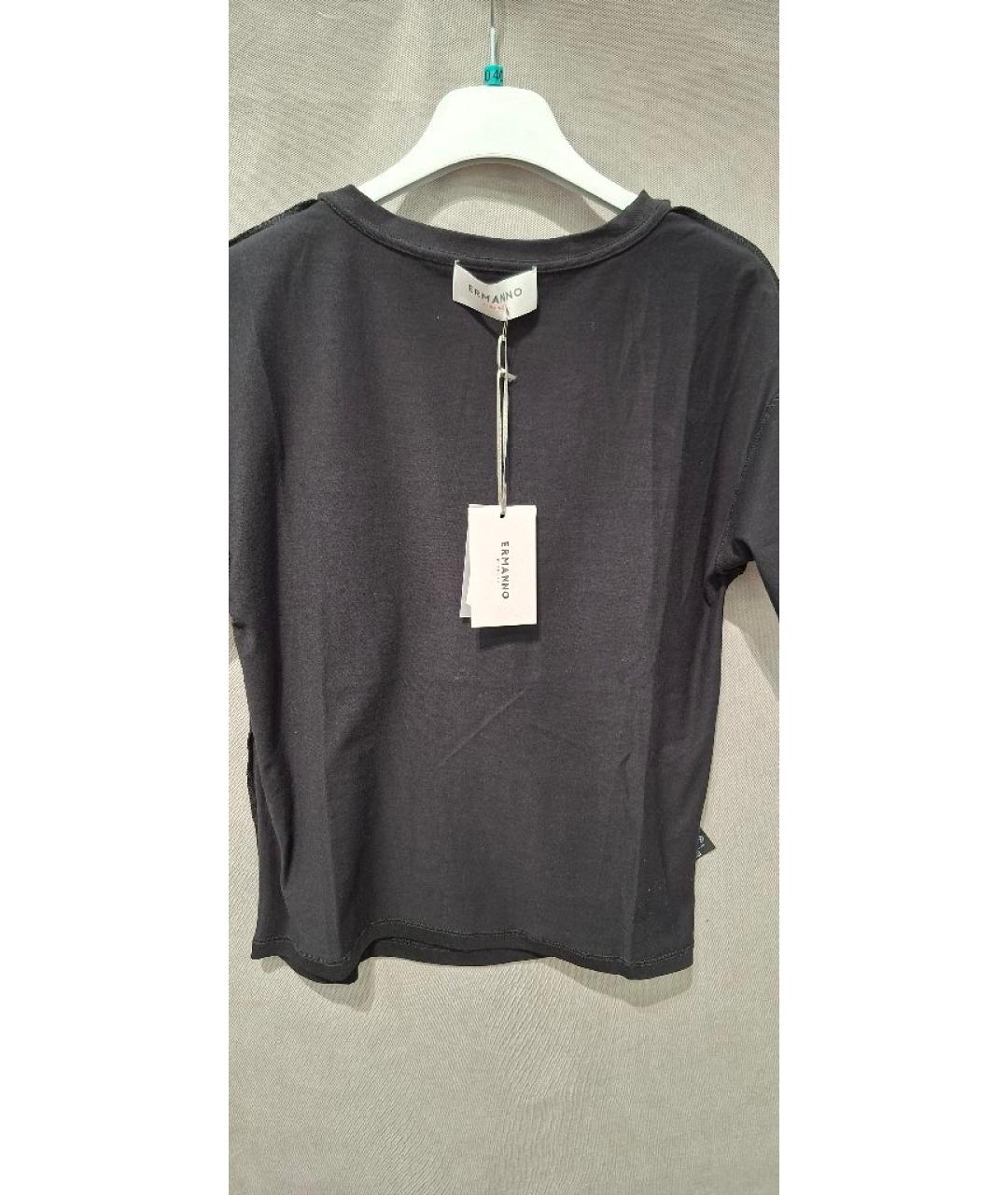 ERMANNO FIRENZE Черная хлопковая футболка, фото 3
