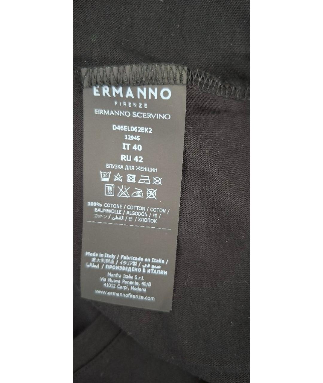 ERMANNO FIRENZE Черная хлопковая футболка, фото 5