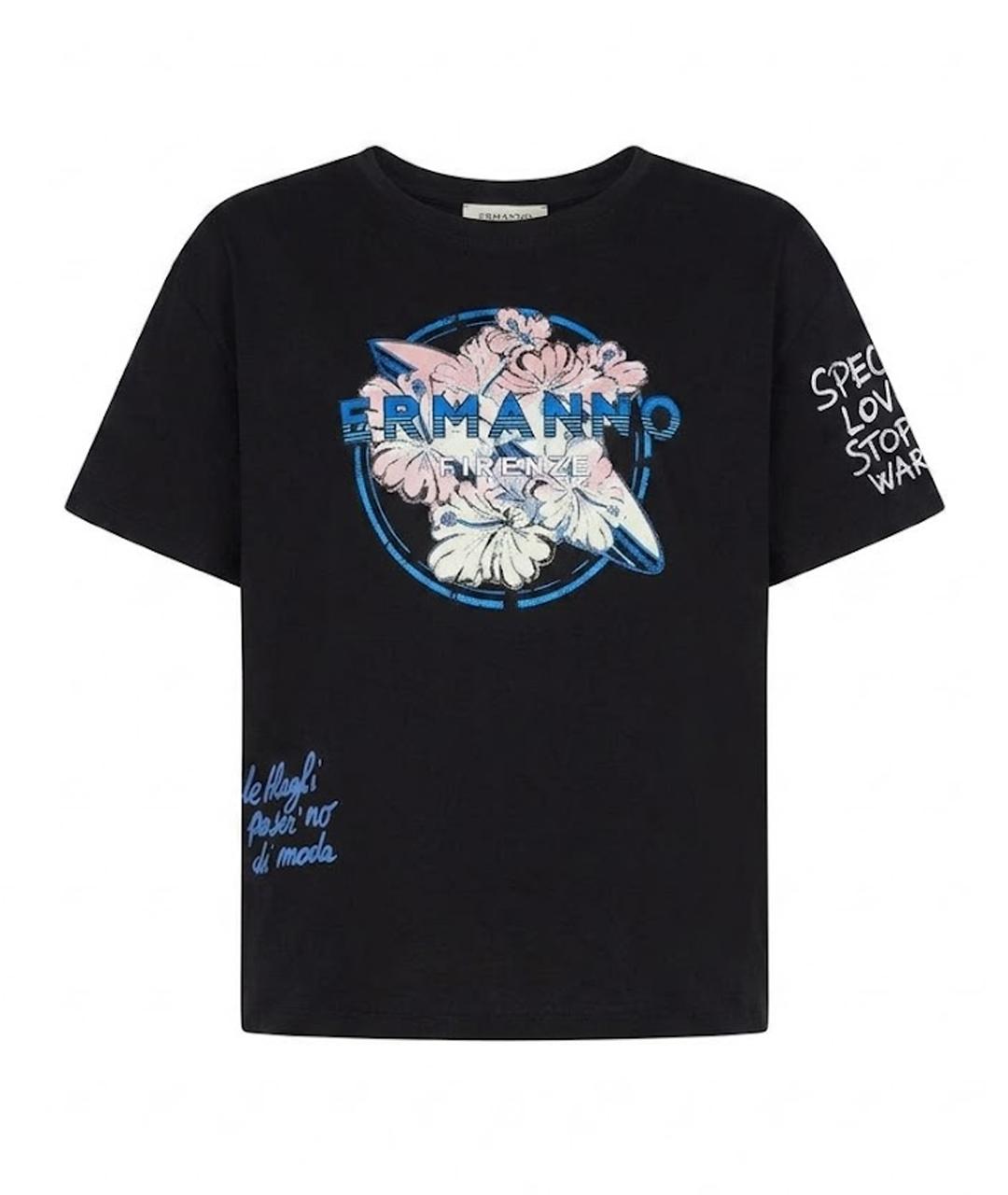 ERMANNO FIRENZE Черная хлопковая футболка, фото 1