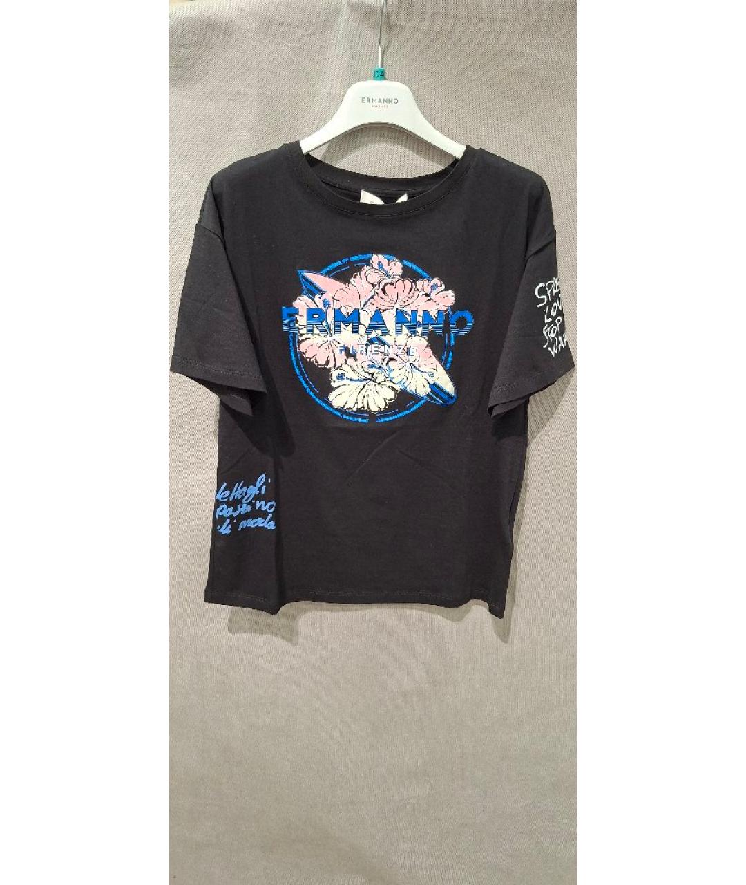 ERMANNO FIRENZE Черная хлопковая футболка, фото 7