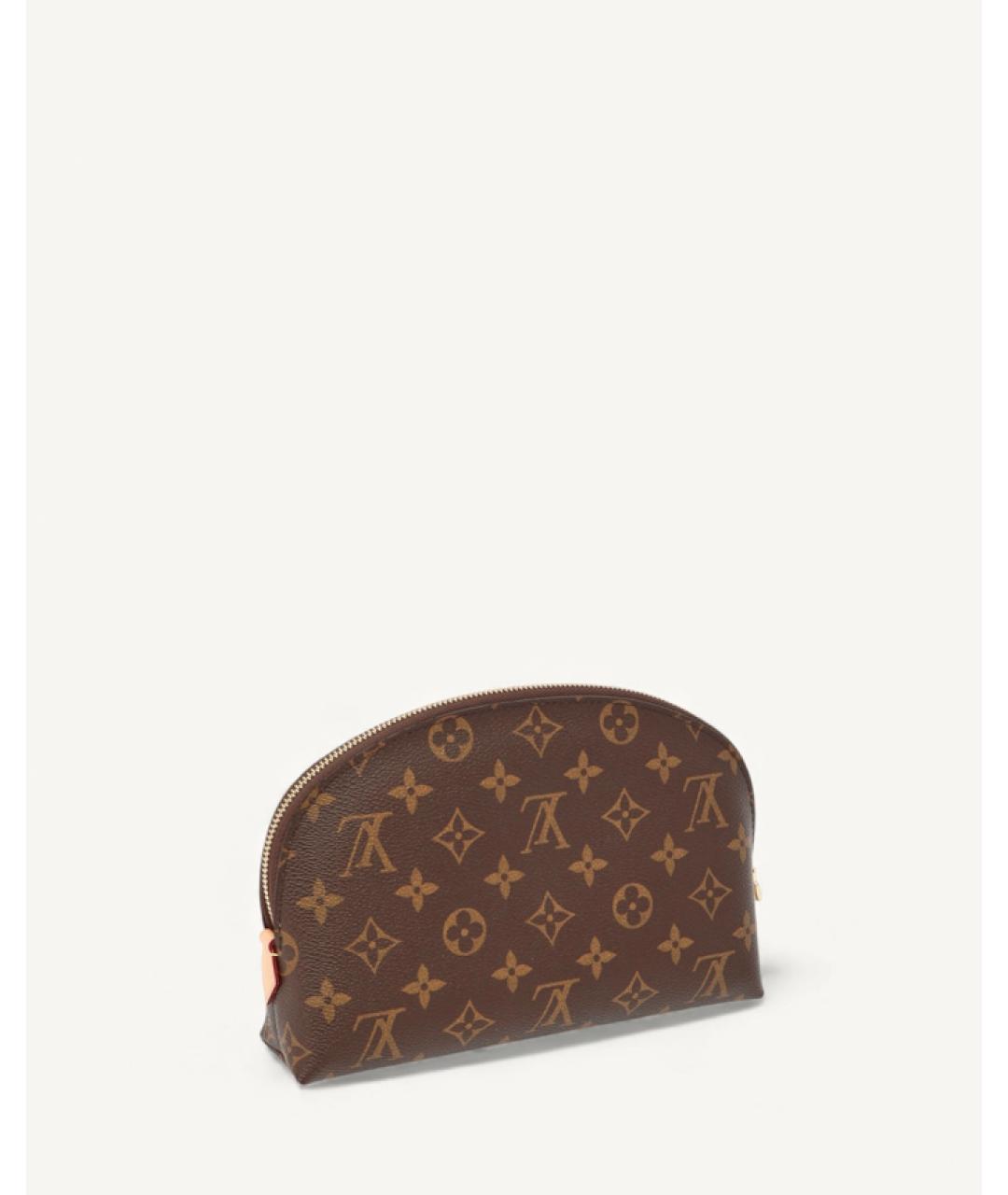 LOUIS VUITTON Коричневая кожаная косметичка, фото 3