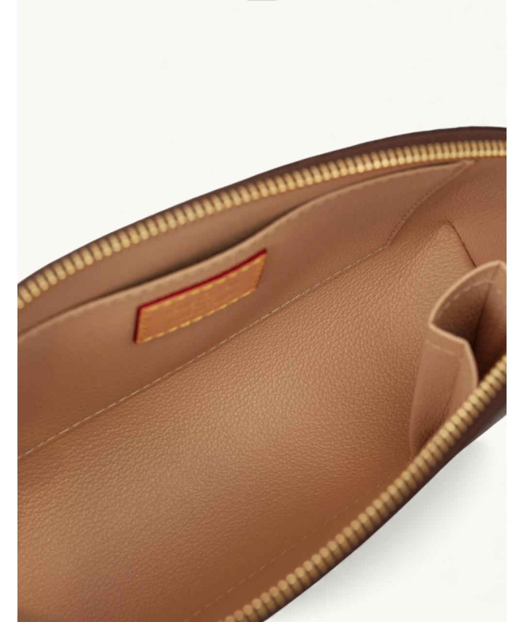 LOUIS VUITTON Коричневая кожаная косметичка, фото 4