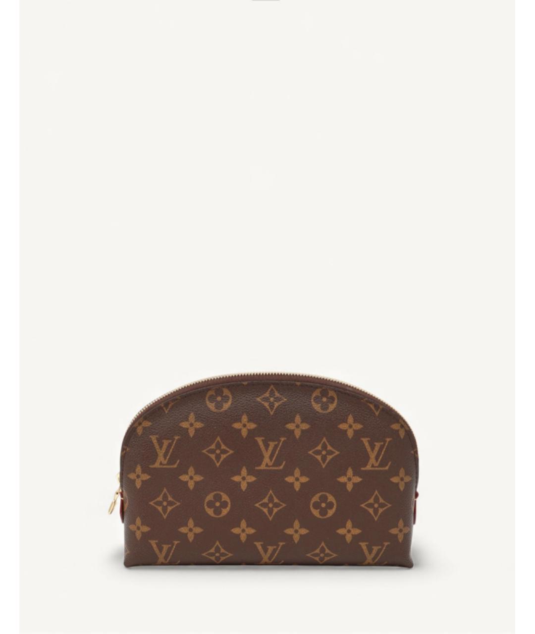 LOUIS VUITTON Коричневая кожаная косметичка, фото 8