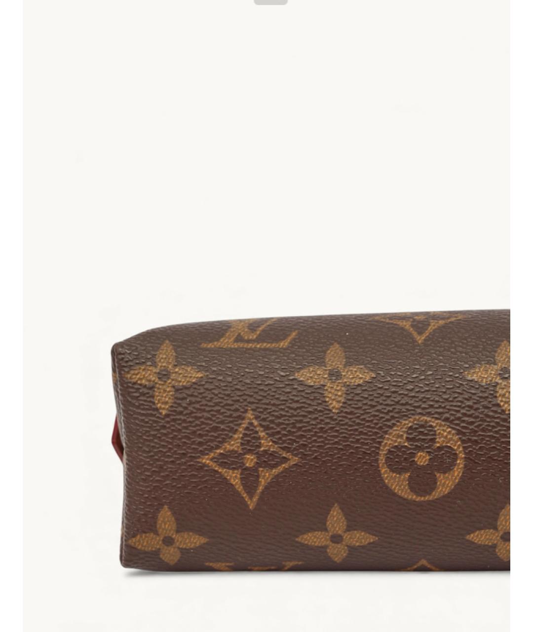 LOUIS VUITTON Коричневая кожаная косметичка, фото 6