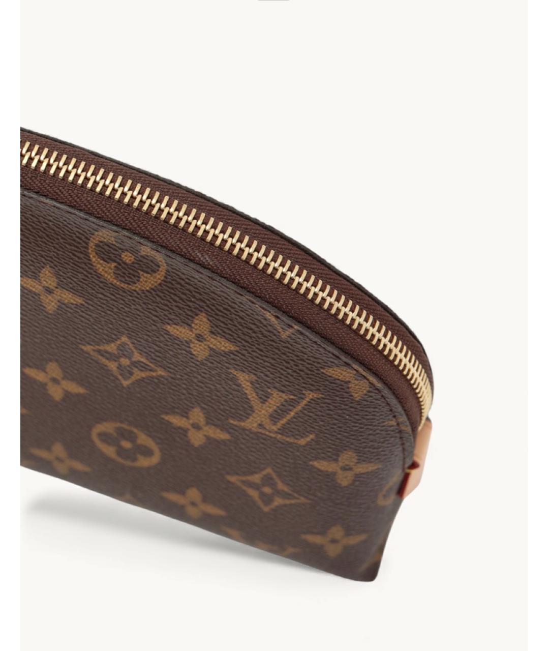 LOUIS VUITTON Коричневая кожаная косметичка, фото 7