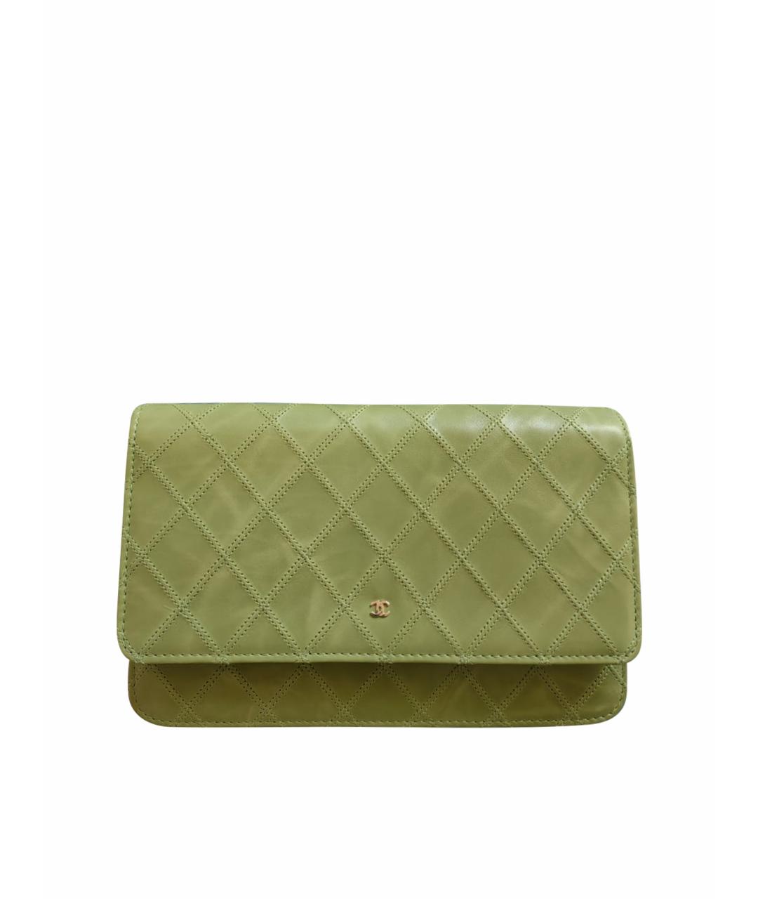 CHANEL Салатовая кожаная сумка через плечо, фото 1