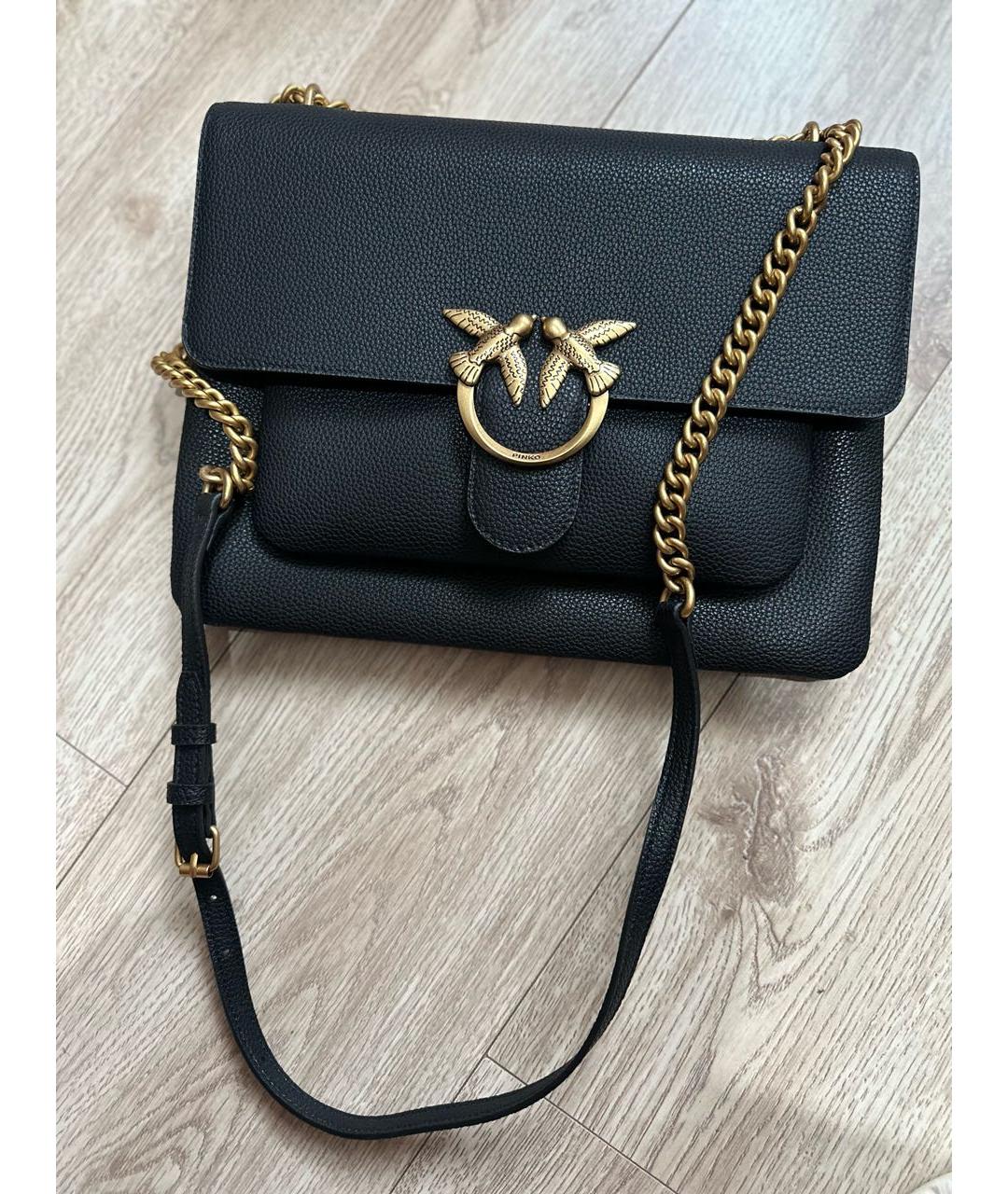PINKO Черная кожаная сумка через плечо, фото 2