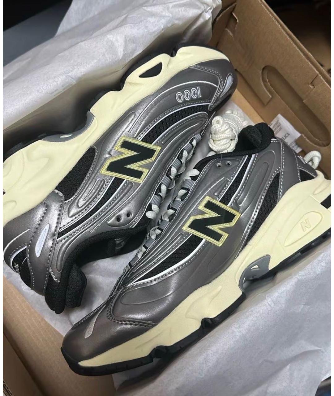 NEW BALANCE Серебряные кожаные кроссовки, фото 2