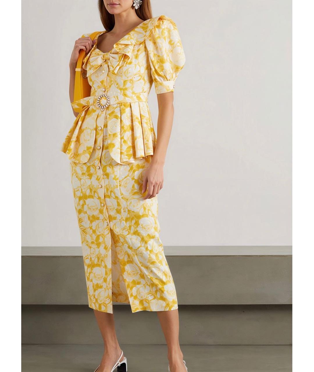 ALESSANDRA RICH Желтое хлопковое повседневное платье, фото 2