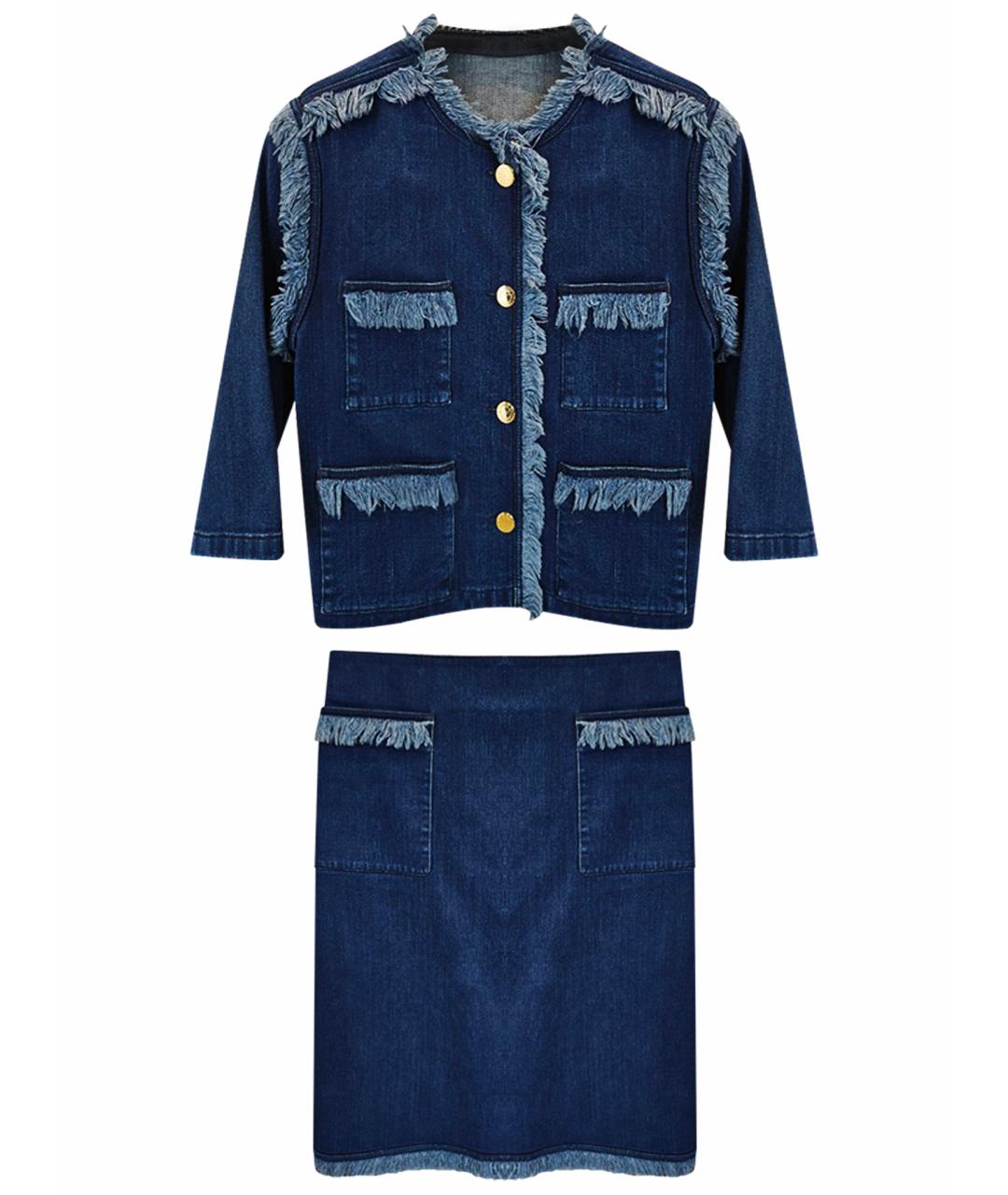 LOUIS VUITTON Синий деним костюм с юбками, фото 1