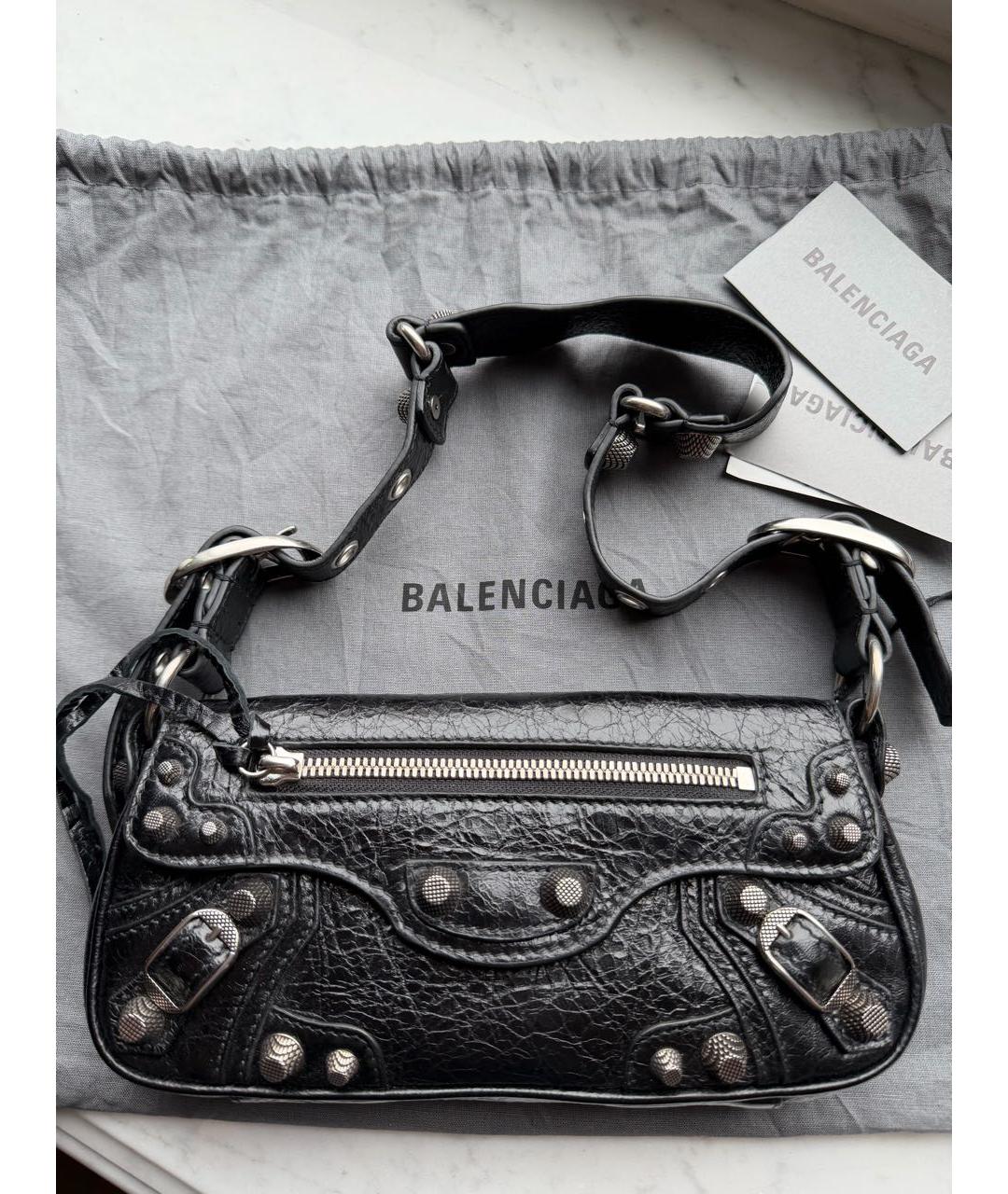 BALENCIAGA Черная кожаная сумка через плечо, фото 2