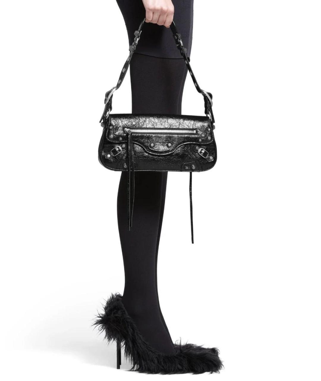 BALENCIAGA Черная кожаная сумка через плечо, фото 4