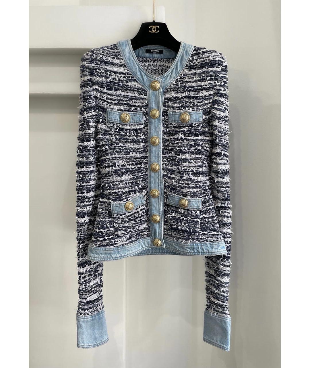 BALMAIN Голубой твидовый жакет/пиджак, фото 4
