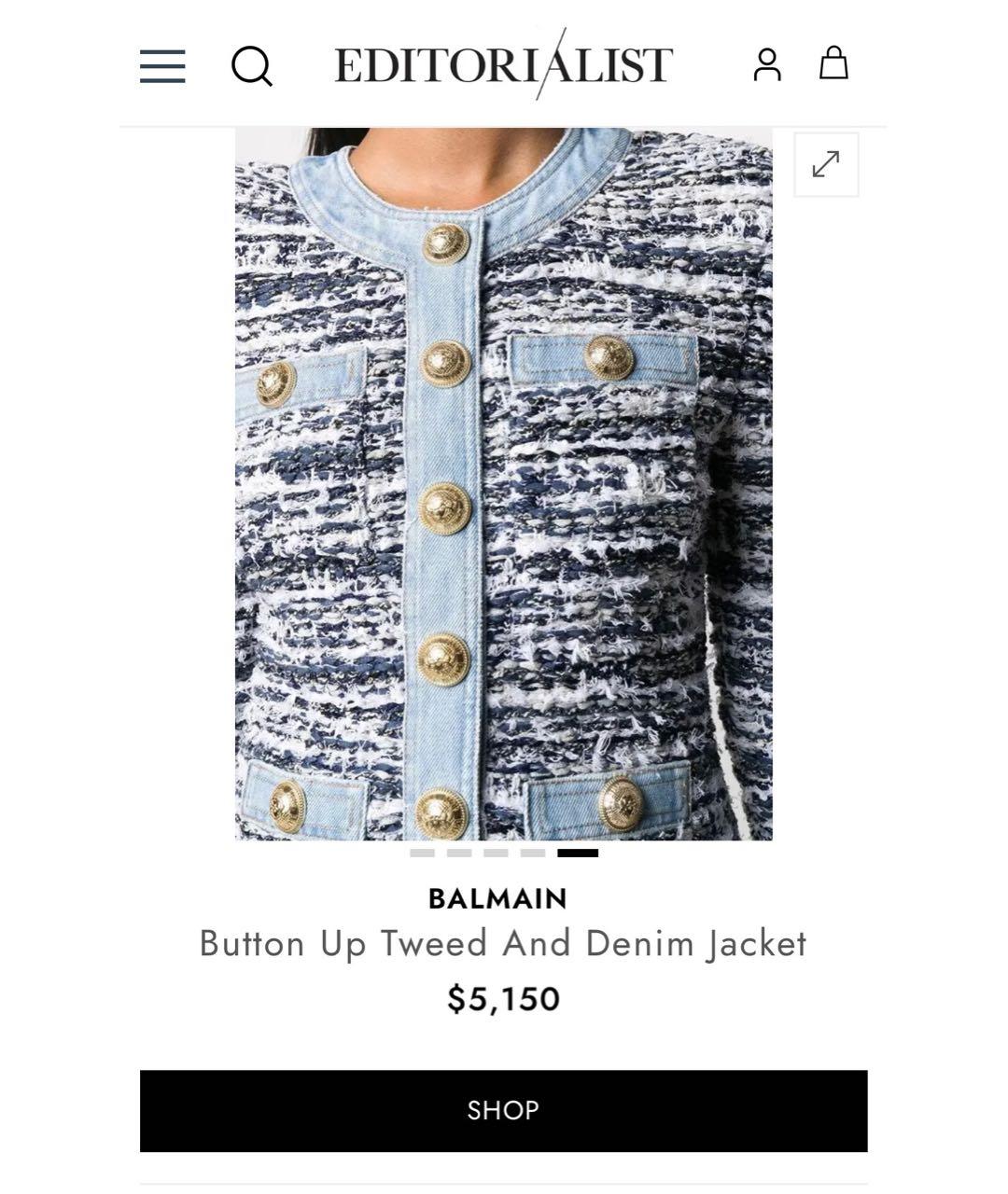 BALMAIN Голубой твидовый жакет/пиджак, фото 2