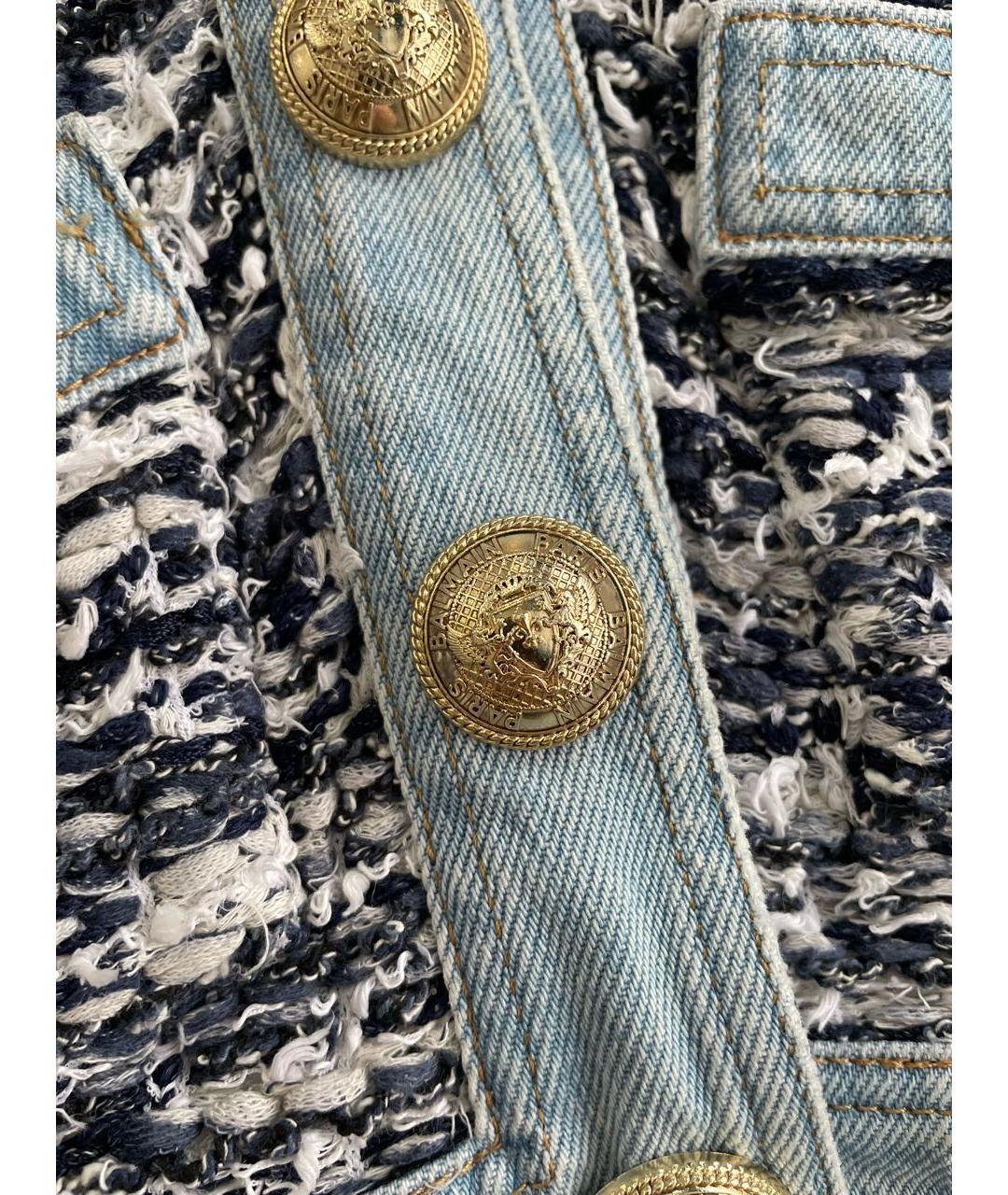 BALMAIN Голубой твидовый жакет/пиджак, фото 5