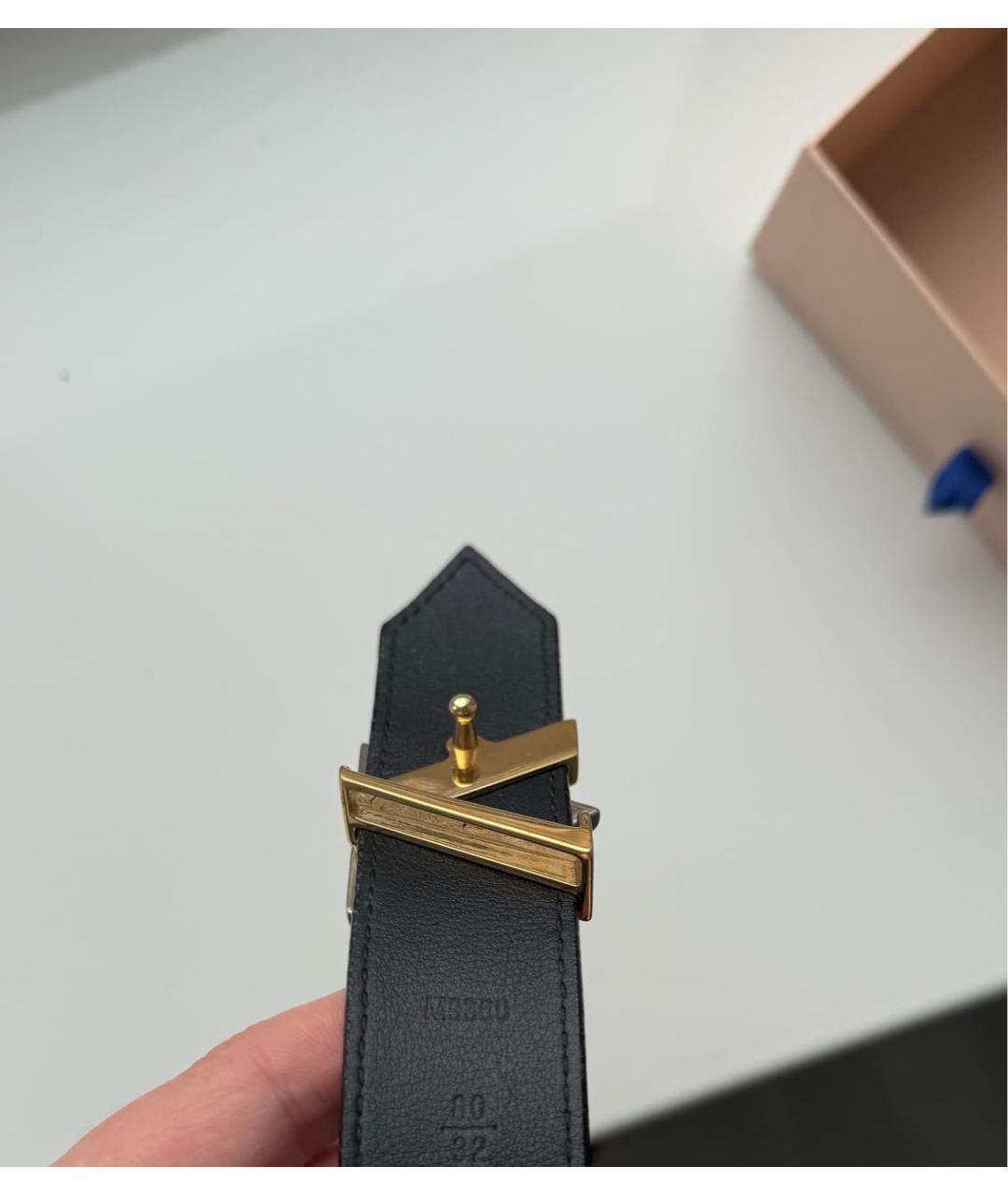 LOUIS VUITTON Черный кожаный ремень, фото 2