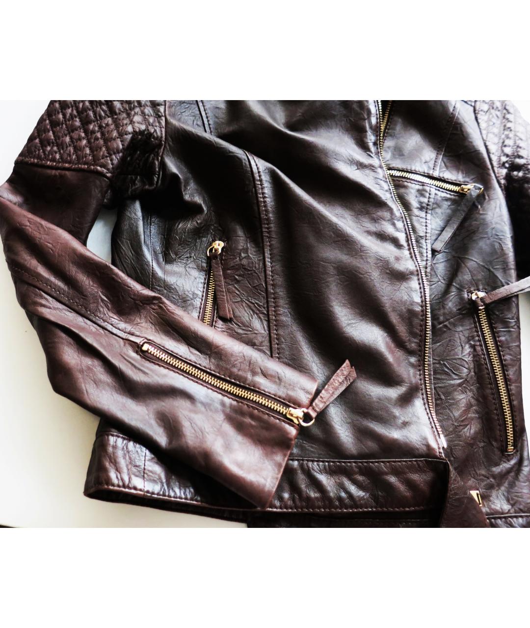 7 FOR ALL MANKIND Коричневая кожаная куртка, фото 5