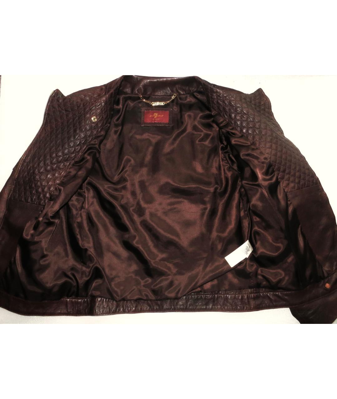 7 FOR ALL MANKIND Коричневая кожаная куртка, фото 4