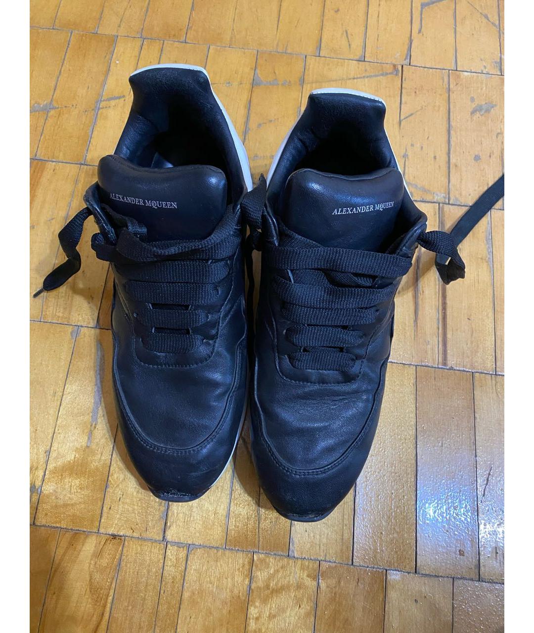 ALEXANDER MCQUEEN Черные кожаные высокие кроссовки / кеды, фото 2
