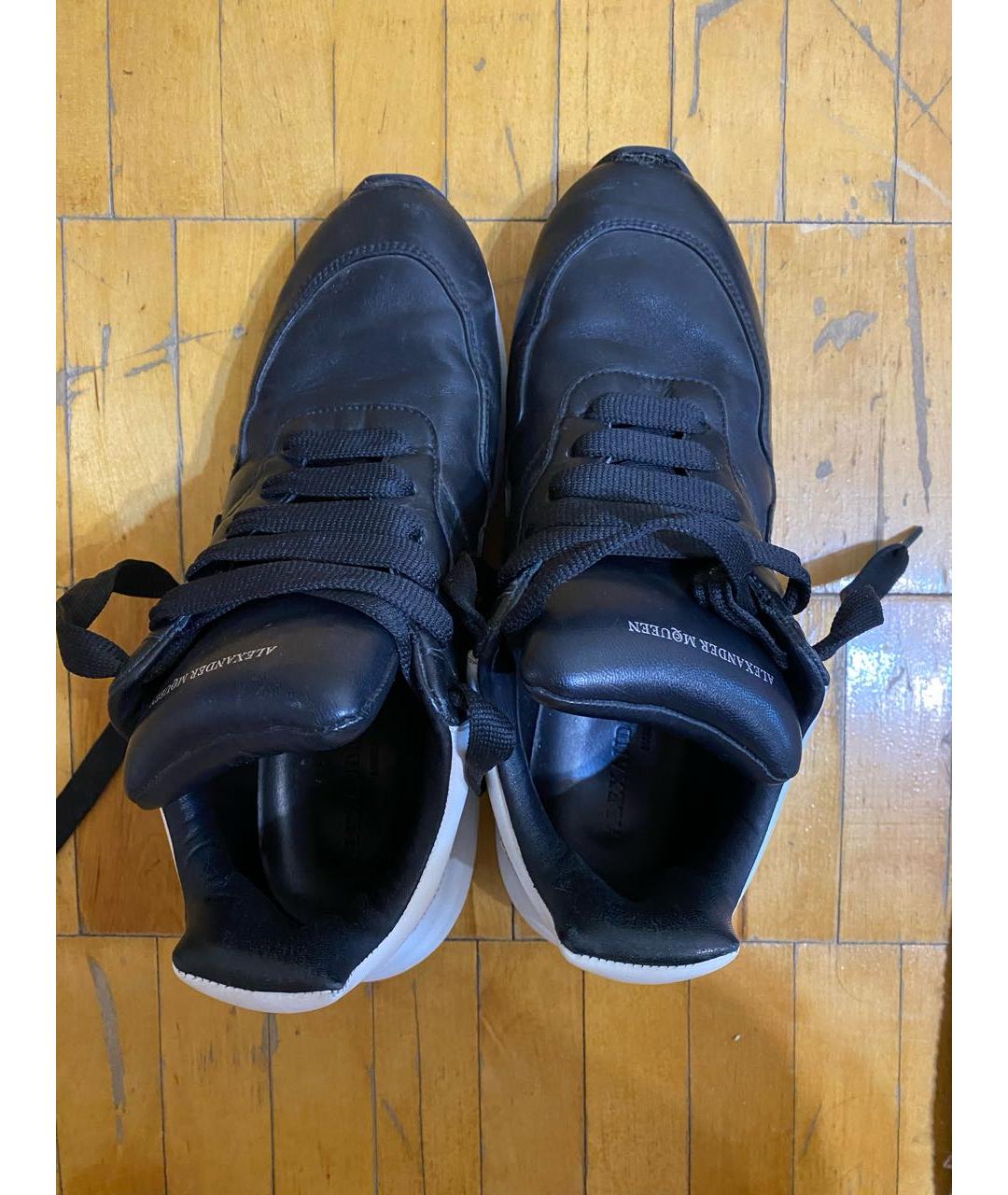 ALEXANDER MCQUEEN Черные кожаные высокие кроссовки / кеды, фото 3