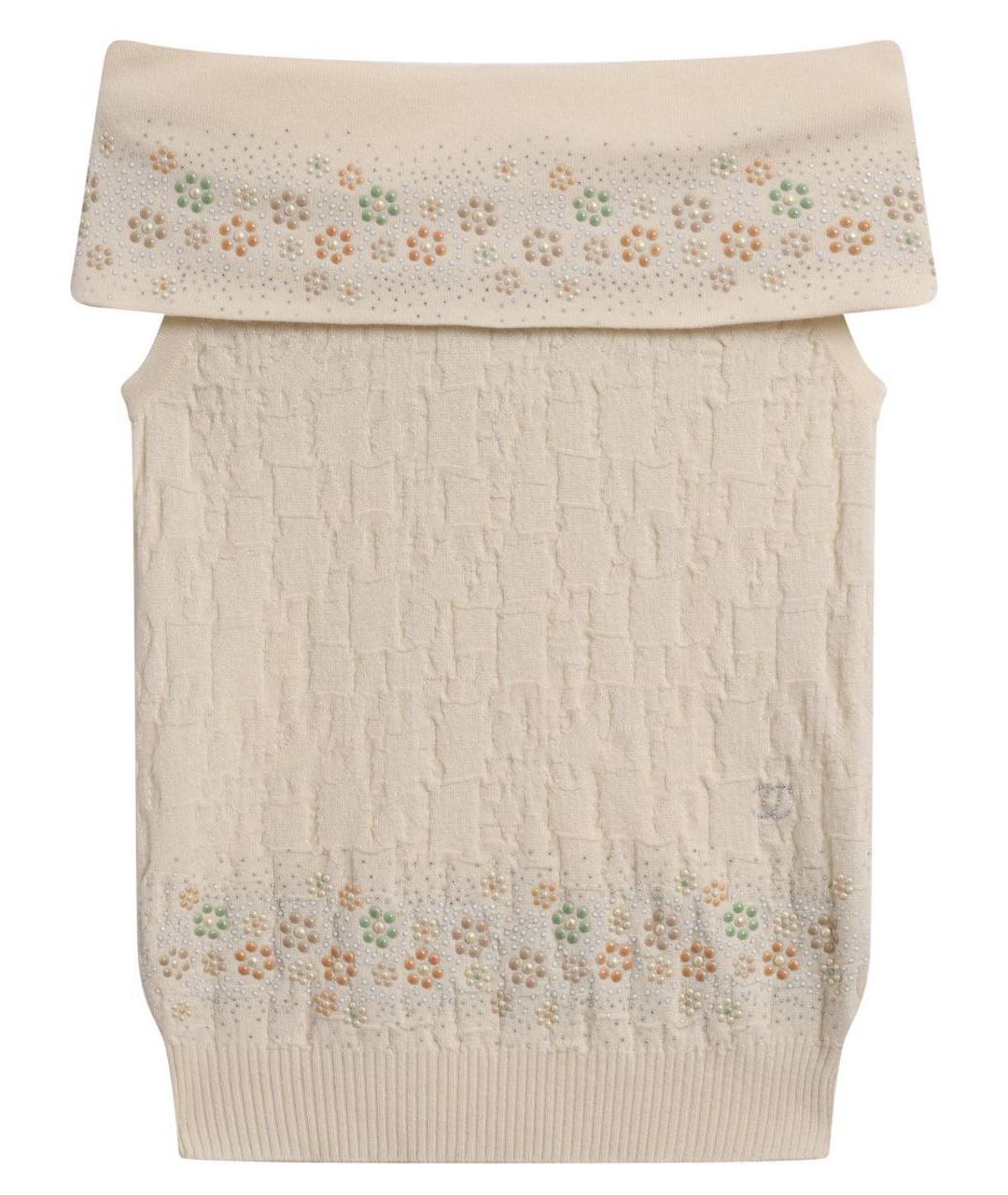 CHANEL Бежевый кашемировый джемпер / свитер, фото 6