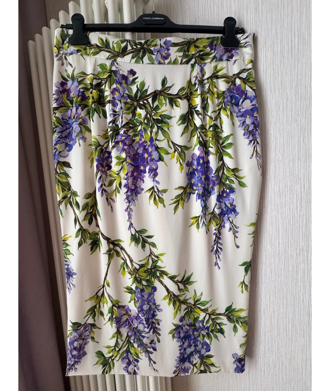 DOLCE&GABBANA Белая креповая юбка миди, фото 9