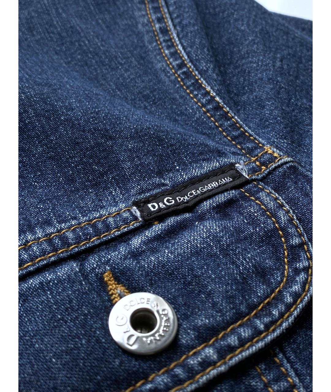 DOLCE&GABBANA Темно-синяя деним куртка, фото 5