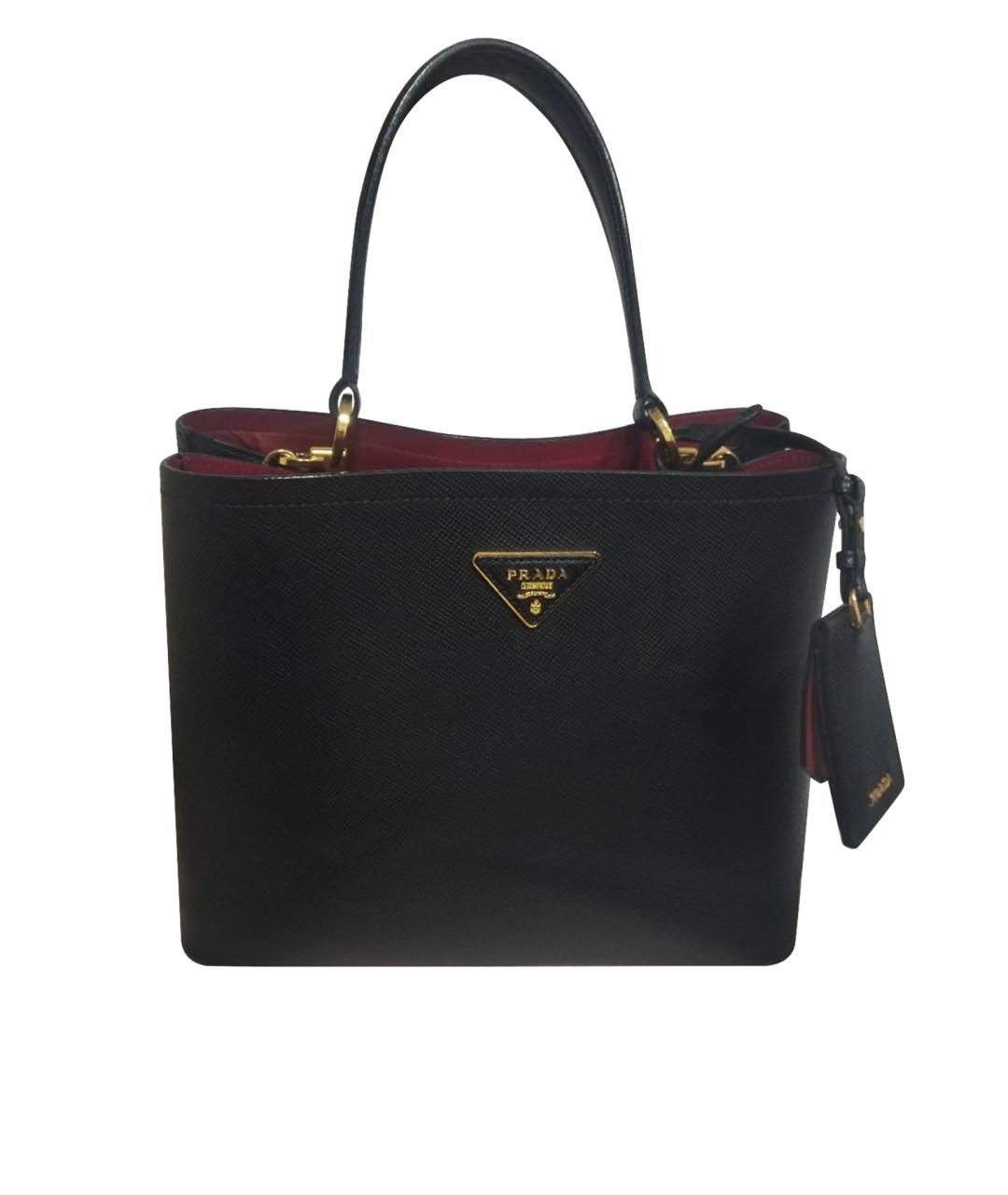 PRADA Черная кожаная сумка с короткими ручками, фото 1