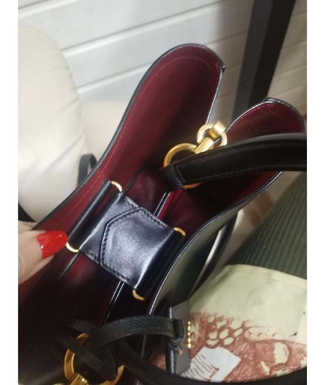 PRADA Черная кожаная сумка с короткими ручками, фото 7