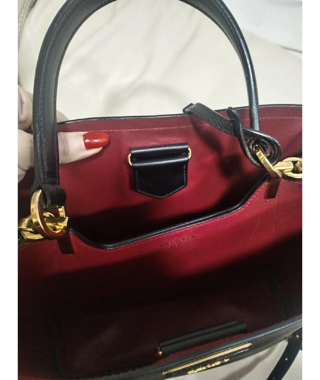 PRADA Черная кожаная сумка с короткими ручками, фото 8