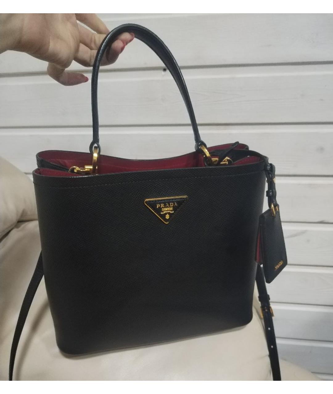 PRADA Черная кожаная сумка с короткими ручками, фото 10