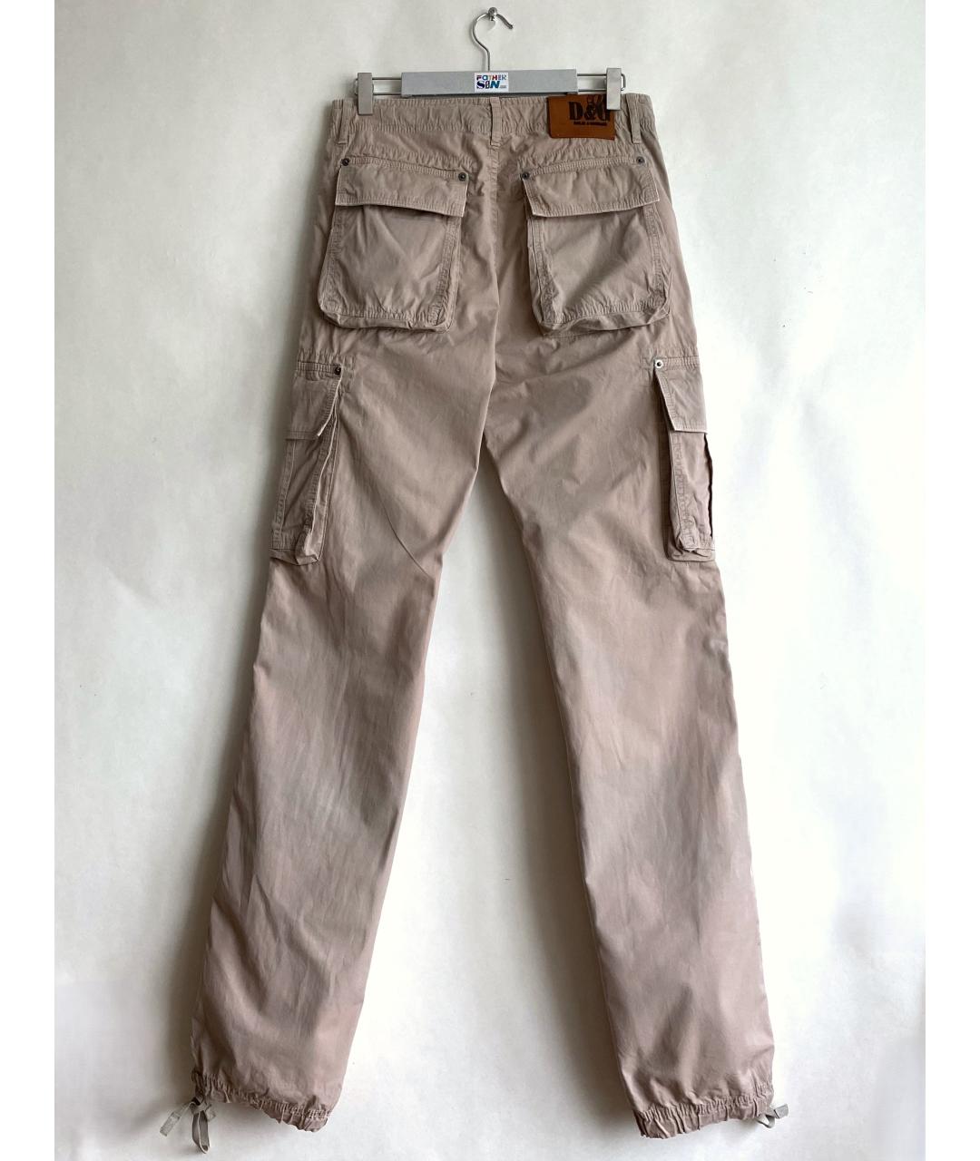 DOLCE&GABBANA Бежевые хлопковые повседневные брюки, фото 2